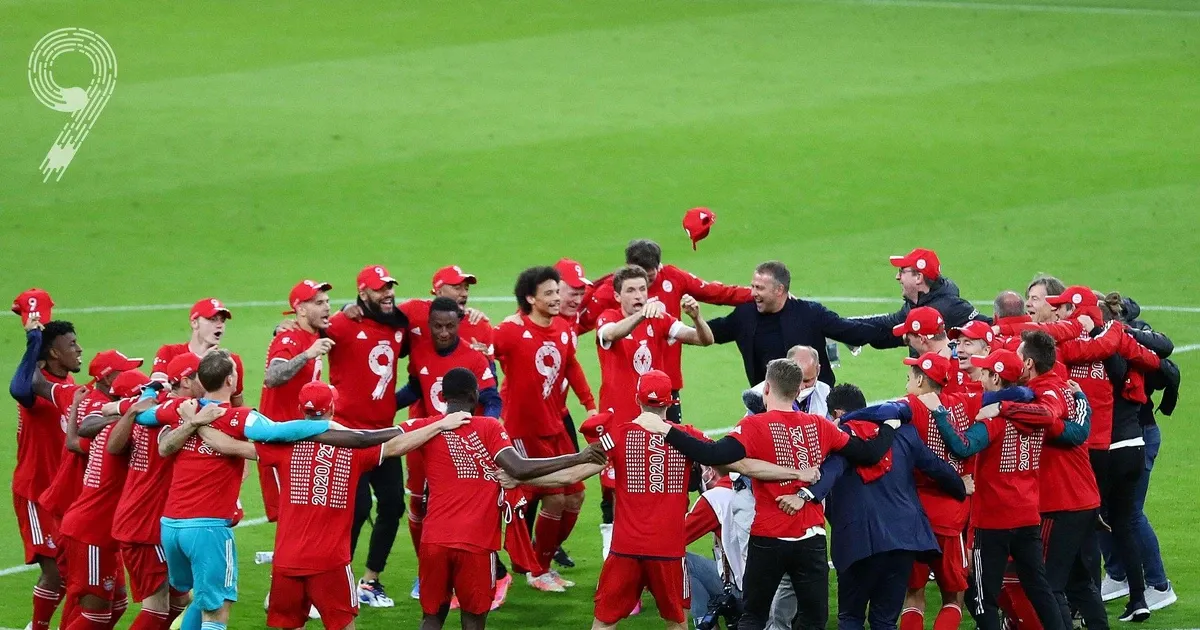 Đội hình RB Leipzig ăn mừng chiến thắng cúp quốc gia Đức DFB Pokal câu lạc bộ bóng đá hàng đầu Đức hiện nay không phải Bayern Munich