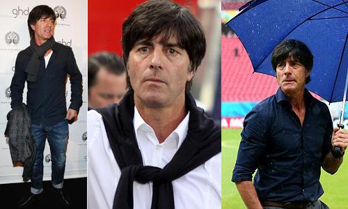 Huấn luyện viên Joachim Löw thảo luận chiến thuật cùng các cầu thủ đội tuyển Đức hiện đại trên sân tập năm 2014