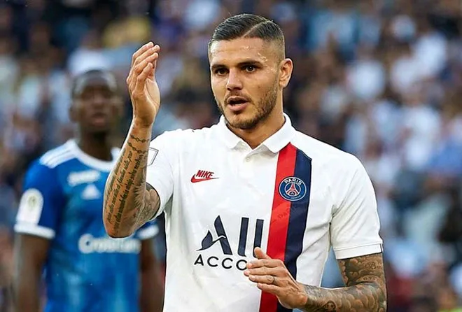 Tiền đạo Mauro Icardi ăn mừng bàn thắng cho PSG trong mùa giải cho mượn thành công đầu tiên tại Ligue 1.
