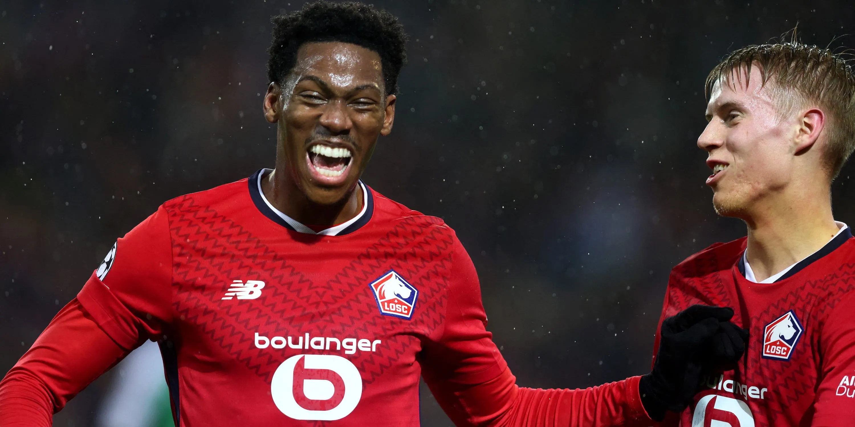 Jonathan David ăn mừng bàn thắng cho Lille - Tiền đạo mục tiêu của Arsenal