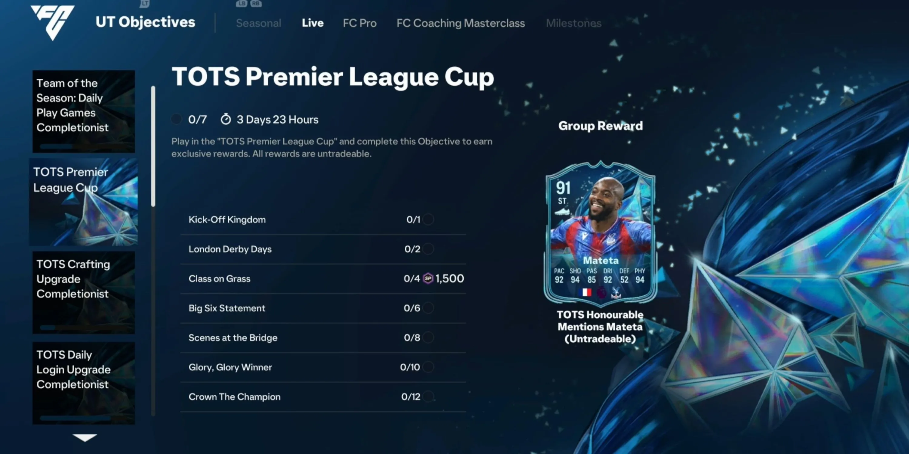 Tổng hợp phần thưởng TOTS Premier League Cup EA FC 25 bao gồm thẻ Mateta và Kluivert
