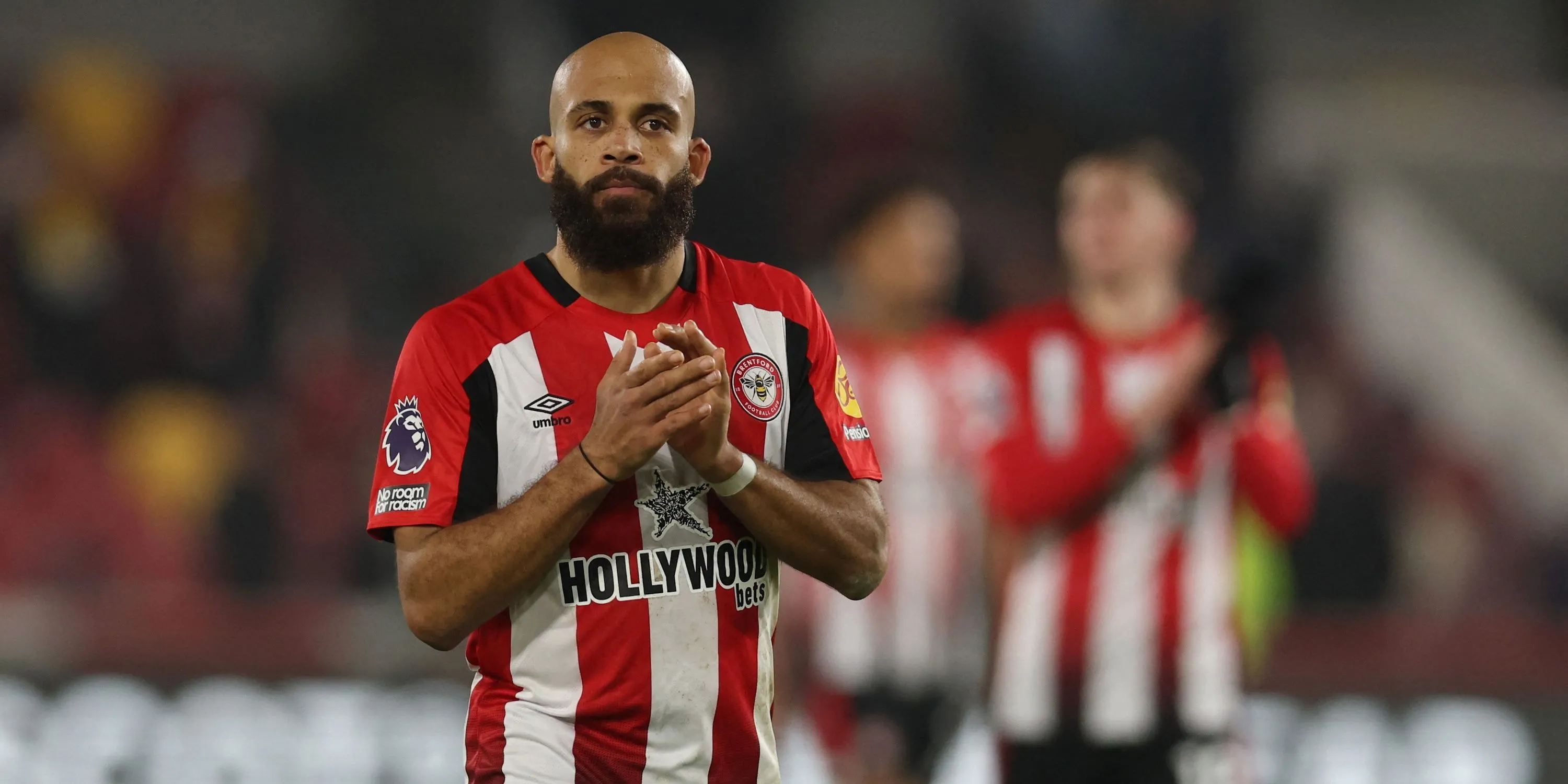 Bryan Mbeumo của Brentford với vẻ mặt thất vọng sau trận đấu