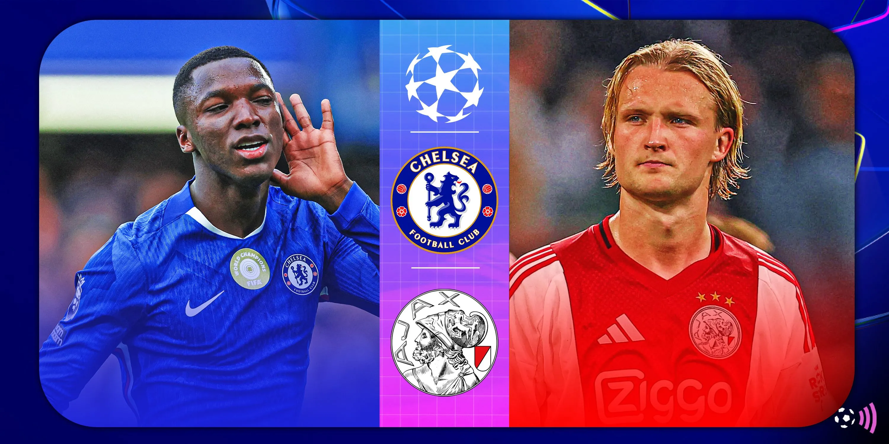 Pha ăn mừng của cầu thủ Chelsea sau bàn thắng vào lưới Ajax, Champions League 2025